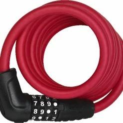 Abus Câble Antivol Spiralé Numero 5510 Combo Couleur Rouge